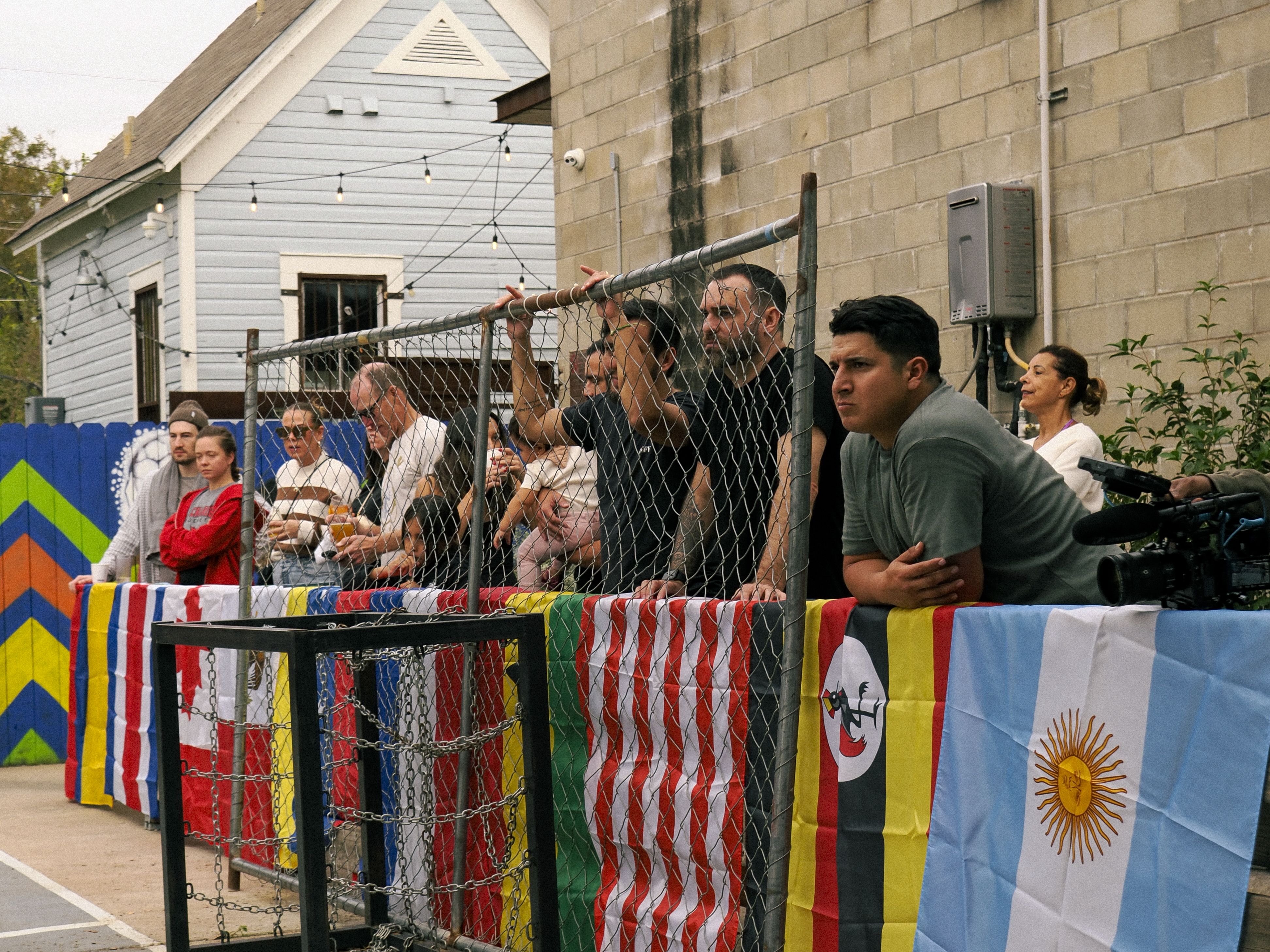 Players on the East-side container yard court