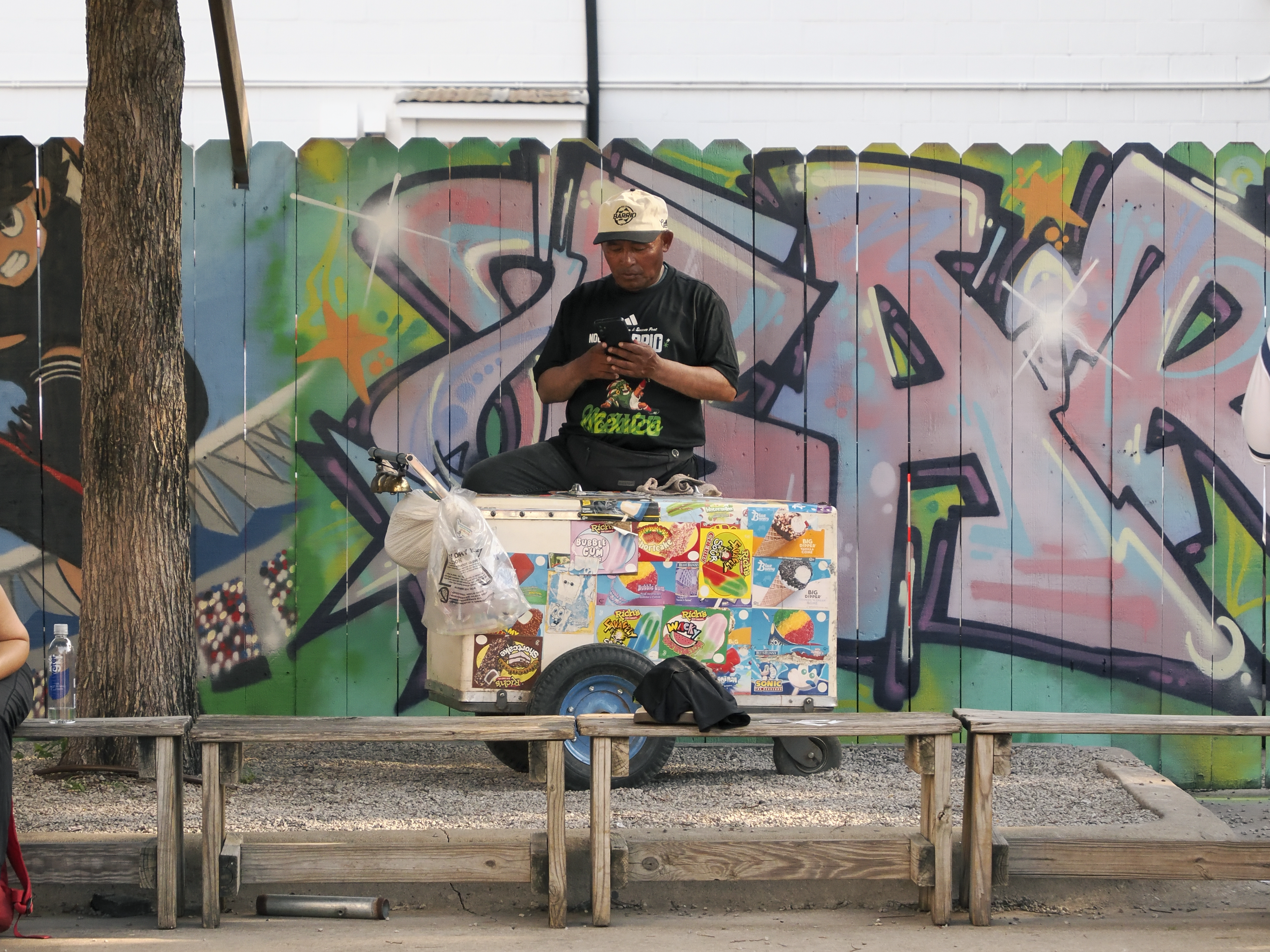 Vendors and visitors on the East-side block